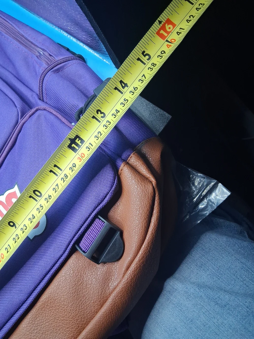Purple Backpack with Brown Trim and Skate Graphic